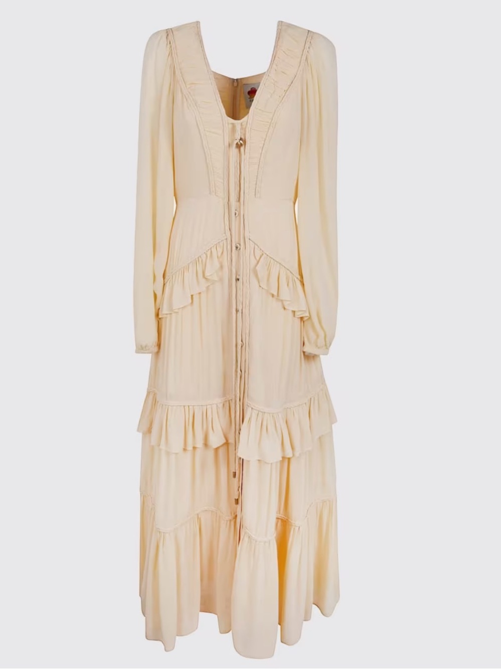 FARM Rio Ruffle Maxi Dress Butter Yellow Women’s Size Medium - Picture 6 of 12